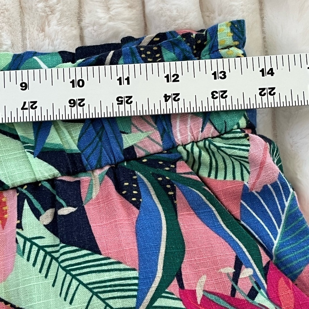 LOFT Tropical Floral Palm Fluid Wide Leg Crop Pants Linen Blend XS Cottagecore - Picture 12 of 15